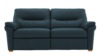 3 Seater Sofa With Show Wood. Cambridge Navy - Leather L851