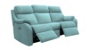 3 Seater Power Recliner Curved Sofa With Usb. Plush Airforce - Grade A930